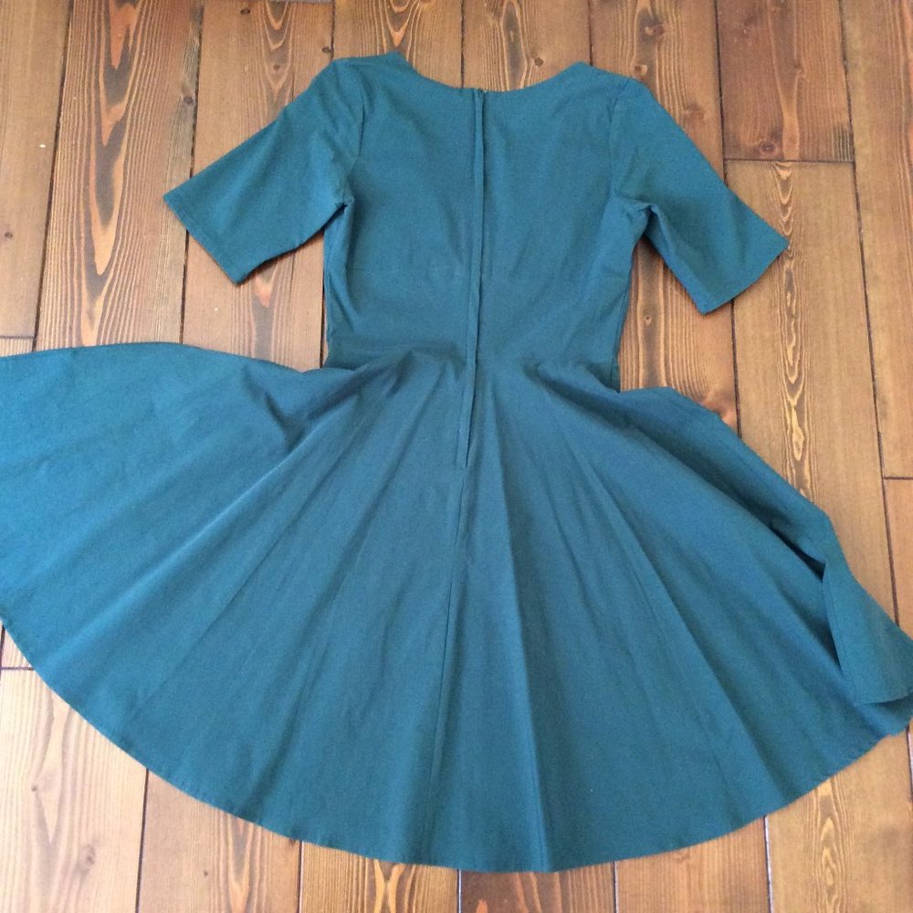 Collectif Teal Tea-length Swing Dress 2XL - Picture 4 of 6